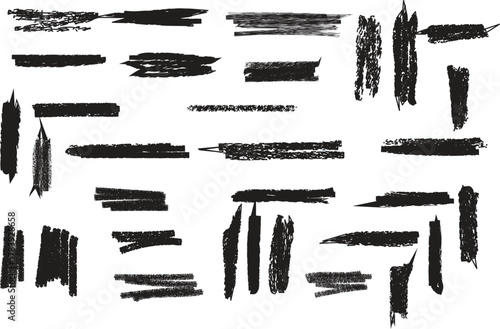 Abstract Black Brush Strokes Texture Pack | Grunge Paint Lines, Ink Brush Set, Artistic Hand Drawn Strokes, Minimalist Design Elements, Creative Digital Art Resources for Designers & Illustrators