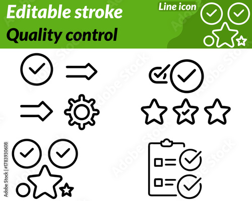 A modern icon character representing quality control. showing a person holding a magnifying glass inspecting a checkmark inside a gear or badge. The design symbolizes precision and product assurance.