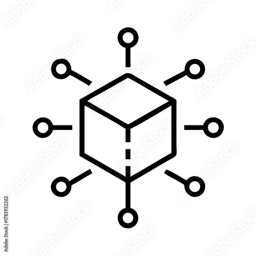 Digital cube symbolizing algorithm, modern style, minimalistic design, technology concept