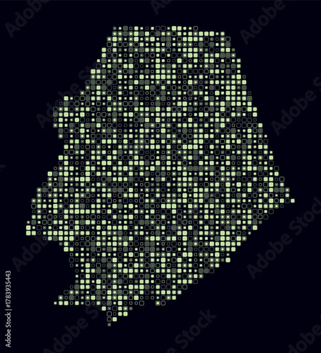 Niue, shape of the country build of colored cells. Digital style map of the Niue on dark background. Small size rounded square blocks. Vibrant vector illustration.