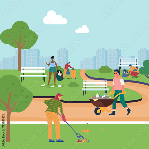 Park Cleaning & Maintenance Illustration