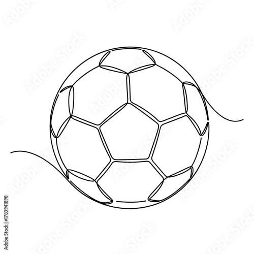 Outline of a soccer ball with motion lines in minimalist style  
