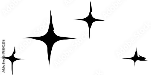 Shine and sparkle stars icon on light background. Clean symbol. Bright, star, lightning, astronomy, glowing light, twinkle effect. Outline, flat and colored style. Flat design. Vector illustration.