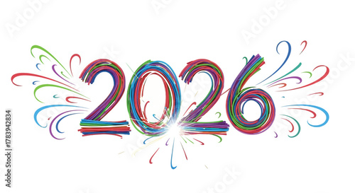 Colorful 2026 new year design a vibrant and festive design to celebrate upcoming year, perfect for greeting cards and banners