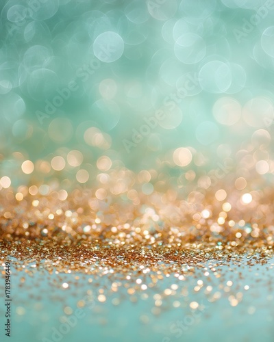 Gold glitter bokeh festive background
