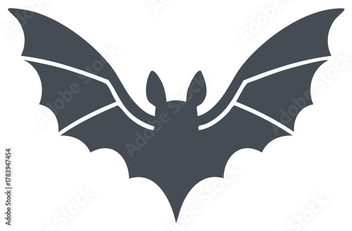 Simple gray bat silhouette with wings spread for Halloween decoration