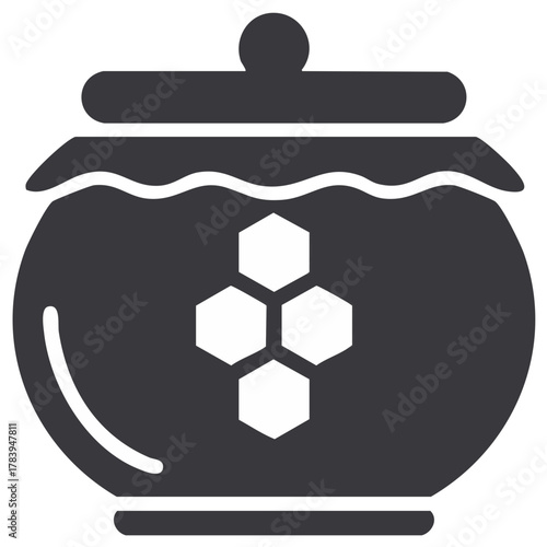 Honey pot with honeycomb icon illustration symbolizing sweet natural product