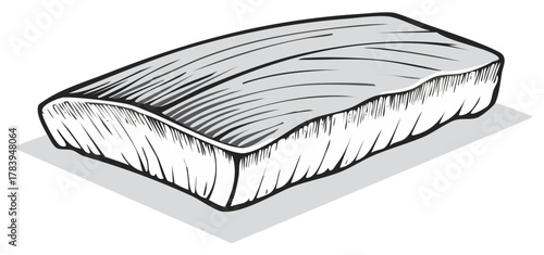Sketch of a rectangular mattress with textured shading and a soft shadow beneath