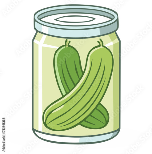 Jar of Pickled Cucumbers and Brine