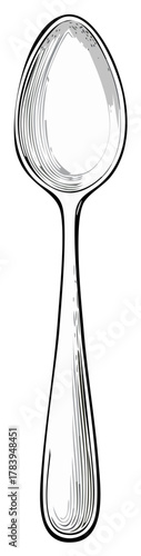 Vintage spoon illustration. Etched design of a silverware item, graphic, hand drawn.