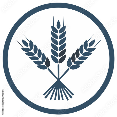 Stylized Wheat Stalks in Circular Emblem Design Illustration