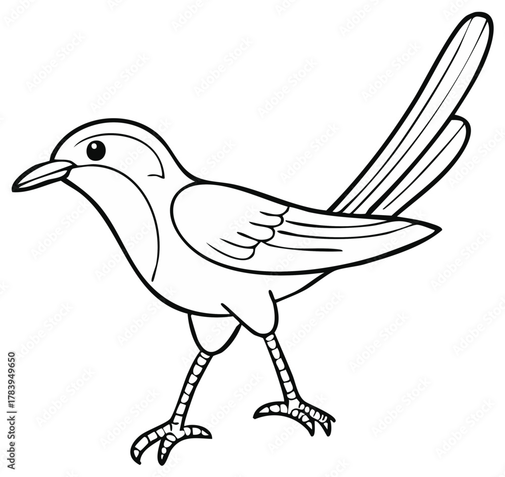 Fototapeta premium Simple Cartoon Bird Outline Drawing for Childrens Coloring Book Page