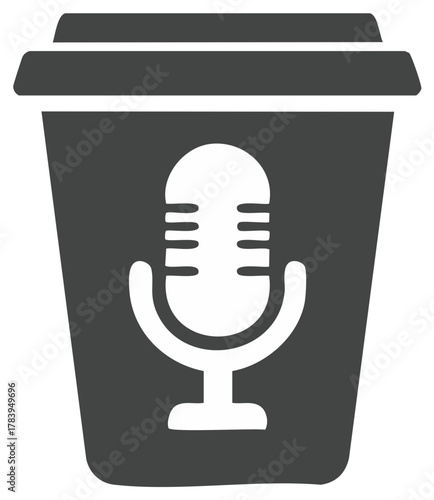 Concept of audio recording combined with a beverage container for podcasting or sound creation