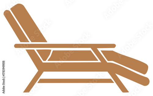 Modern wooden lounge chair icon simple flat design vector illustration