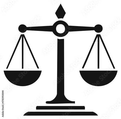 Scales of Justice Black and White Illustration
