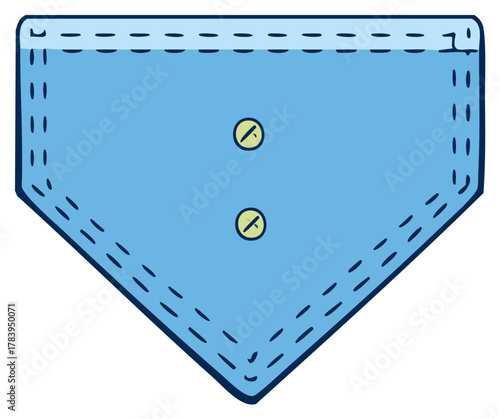 Cartoon style blue handkerchief with buttons, simple illustration