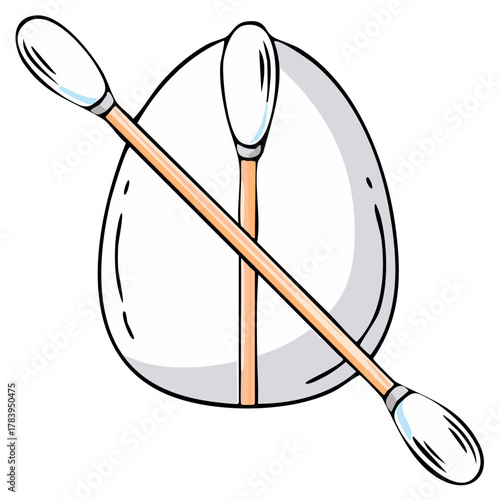 Two Cotton Swabs Crossing With White Oval Shape Behind Them