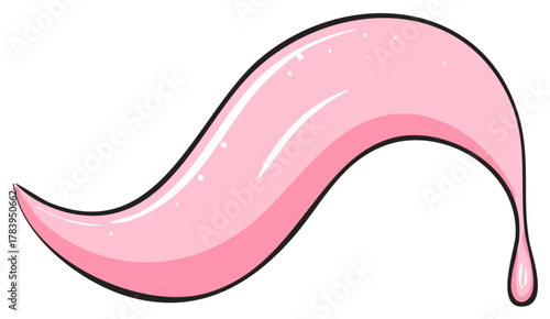 Pink tongue cartoon illustration with black outline