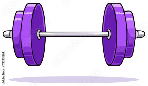 Cartoon Illustration of a Purple Dumbbell for Exercise