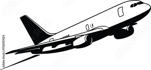 Illustrator Airplane taking off commercial aviation transport silhouette vector