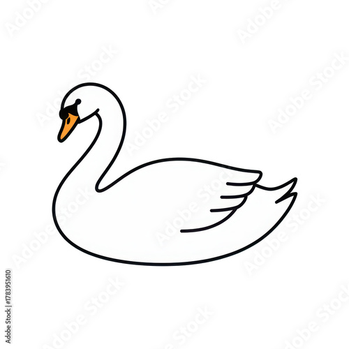 Fototapeta Naklejka Na Ścianę i Meble -  Simple white swan illustration isolated on transparent background