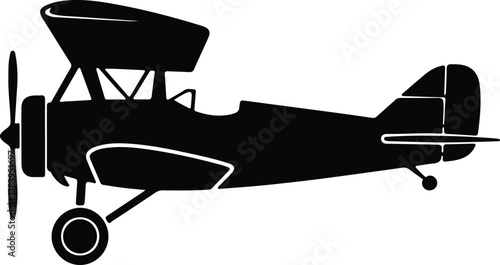 Illustrator Biplane vintage airplane aviation design Silhouette vector