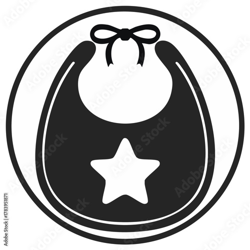 Baby Bib Icon Star Applique Bib Vector Illustration Newborn Accessory Circle Frame