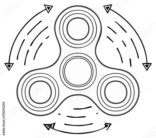 Fidget Spinner Toy Object Spinning Motion Graphic Illustration