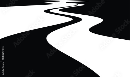 Illustrator Curved road path way silhouette vector