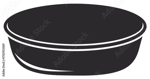 Black round bowl silhouette with two white rim lines