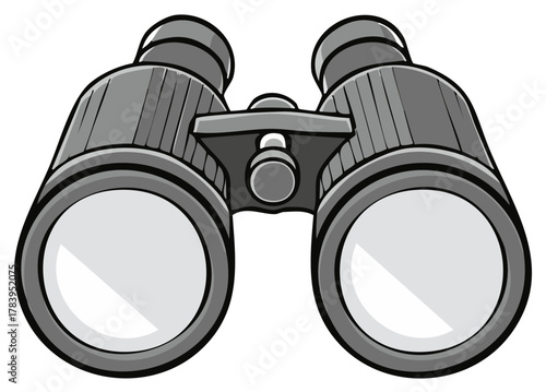 Illustration of Gray Binoculars for Exploration or Observation Imagery