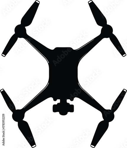 Illustrator Drone aerial vehicle modern technology top view Silhouette vector