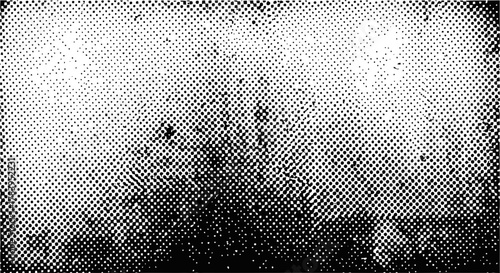 Distressed halftone pattern creates a dramatic texture, a versatile overlay ideal for adding vintage grunge effects to designs