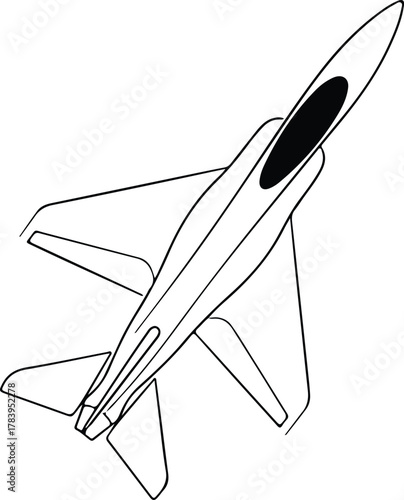 Illustrator Fighter jet aircraft taking off in flight Silhouette vector
