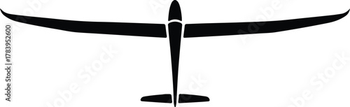 Illustrator glider airplane top view flying upward Silhouette vector