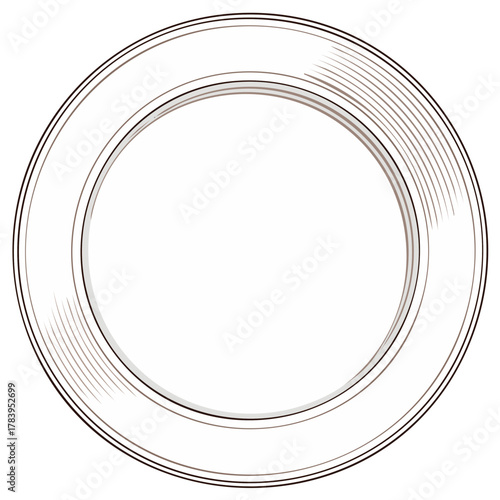 Simple Circular Plate with Outline Drawing Detail Minimalist Design