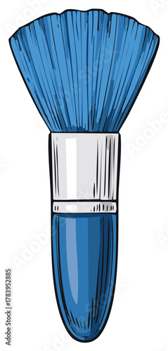Vibrant Blue Bristle Makeup Brush Illustration for Beauty Products
