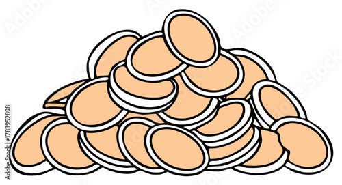 Pile of gold coins, cartoon style, treasure hoard, wealth concept