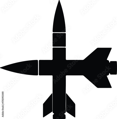 Illustrator Missile icon modern army war military silhouette vector