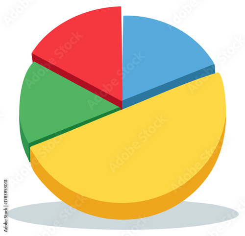 Free Download Isometric Pie Chart with Four Sections in Blue Red Green and Yellow Colors - GFXLoad