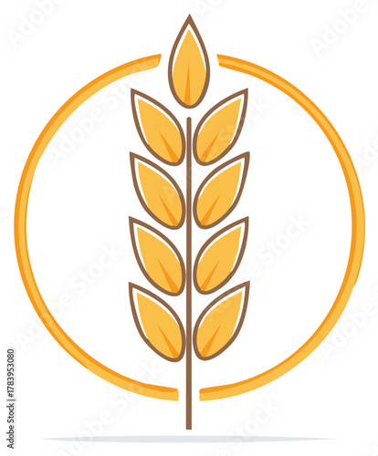 Wheat grain illustration with orange circle element