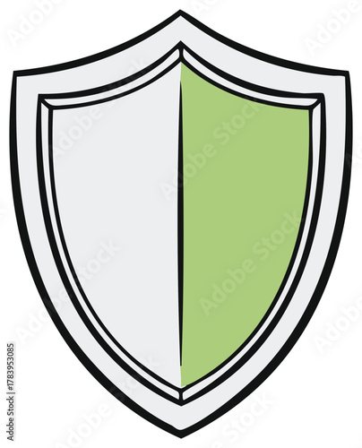 Free Download Green and white cartoon style shield symbol for security protection and defense vector illustration - GFXLoad