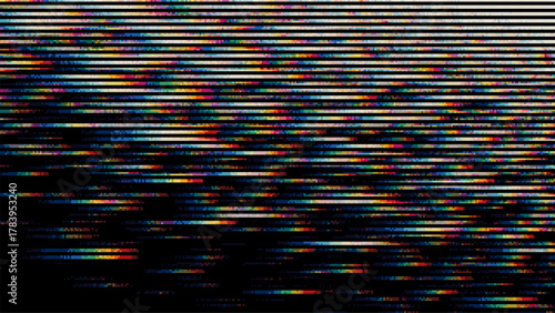 Glitch background vector with horizontal colorful stripes. Data corruption effect for digital design. Abstract mosaic texture.