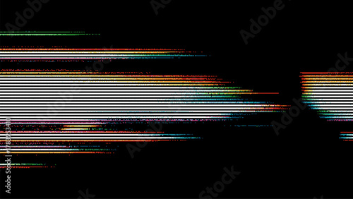 Abstract glitch background vector with horizontal lines and pixel noise. Digital art for modern design, interface element, error concept.