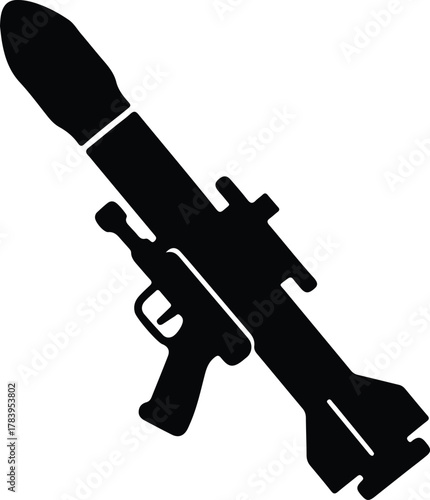 Illustrator rocket propelled grenade launcher military weapon simple black Silhouette vector