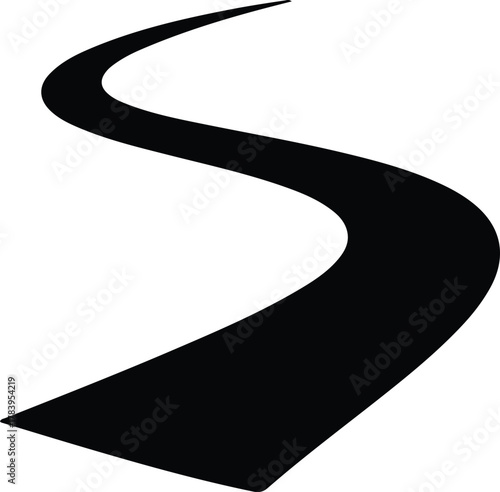 Illustrator Sinuous road stretching into distance black and white Silhouette vector