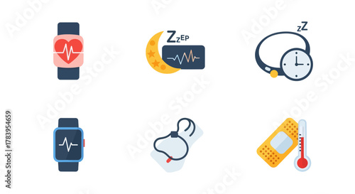 Collection of Health and Fitness Icons with Various Designs.