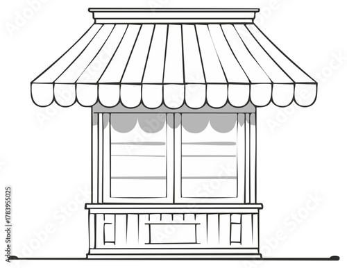 Shopfront Outline Illustration with Awning