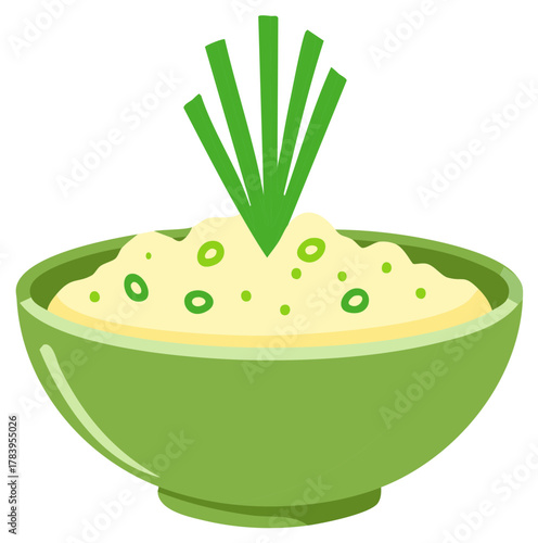 Appetizing Bowl of Mashed Potatoes Garnished with Fresh Chives Ready for Culinary Delights