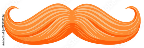 Stylized Orange Handlebar Mustache Illustration Fun Classic Facial Hair Design Element